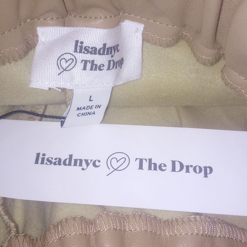 The Drop @Lisadnyc Camel Vegan Leather Pull-on Pants Size Large NWT Inseam 28 in - Picture 6 of 6